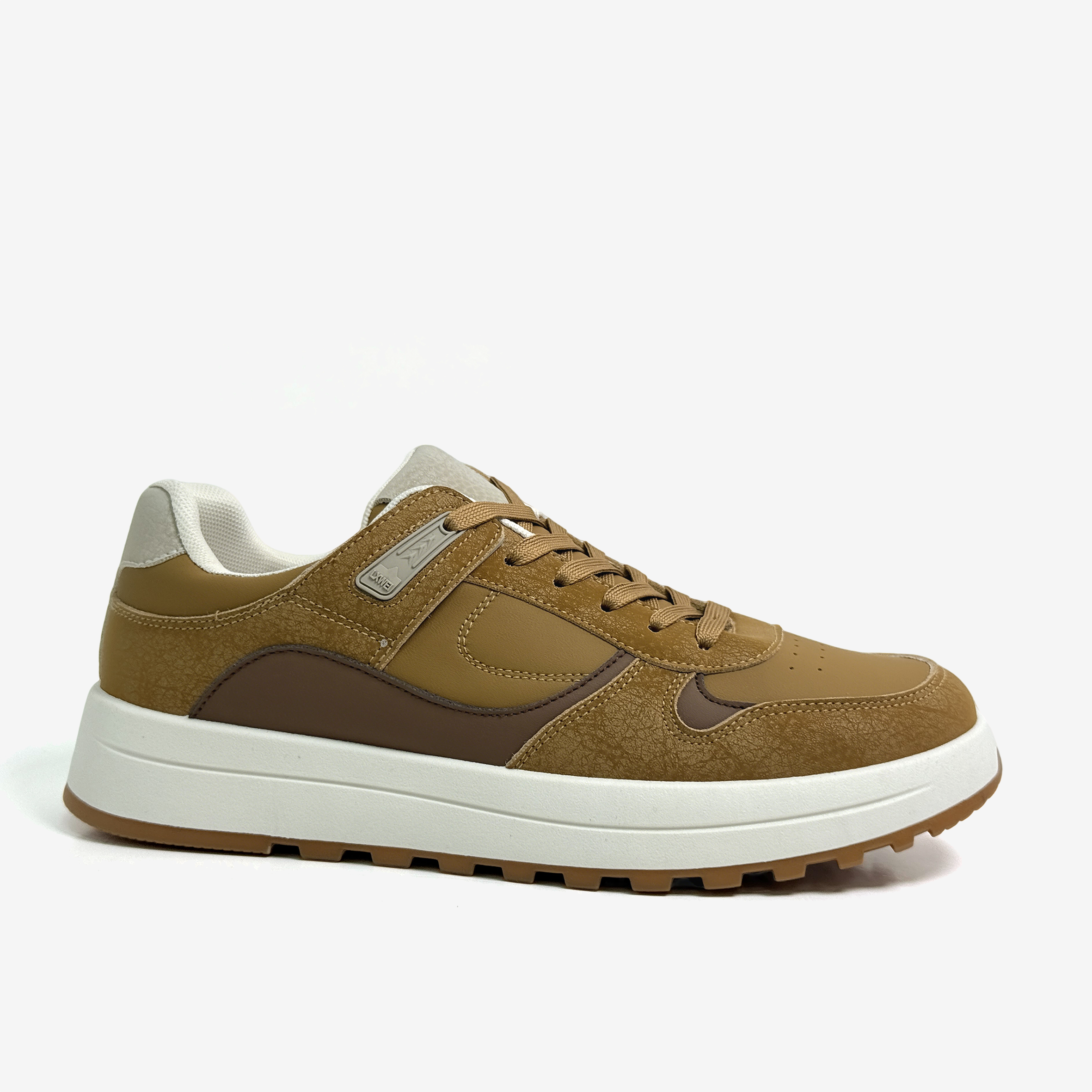Suede Leather Platform Sneakers-KAHKI (1)